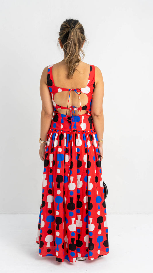 Mosaic Long Dress With Back Cut Out