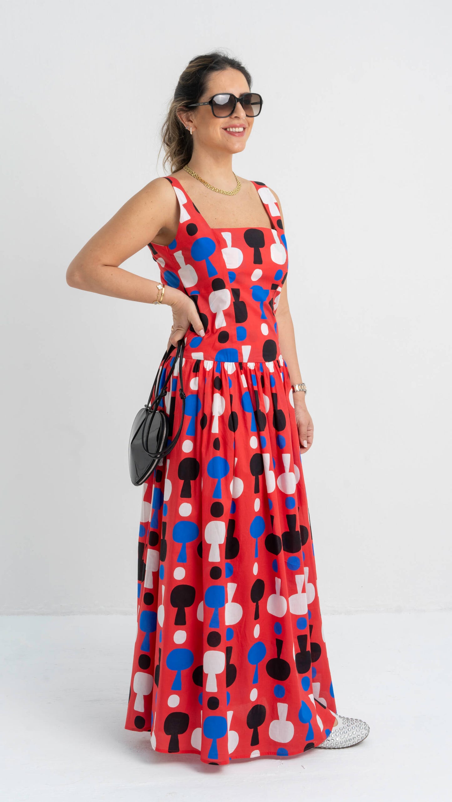 Mosaic Long Dress With Back Cut Out