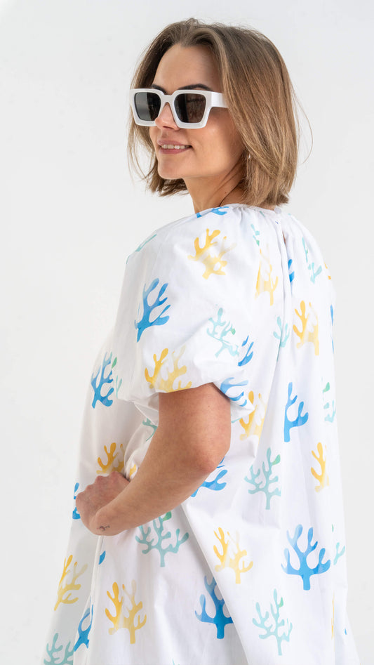 Coral Garden Short Dress Balloon Cut