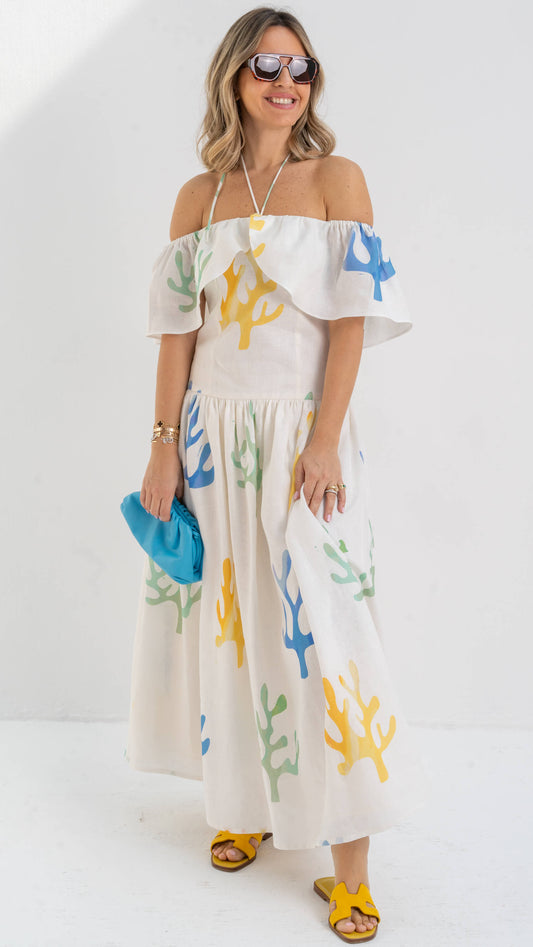 Coral Garden Long Flowy Dress