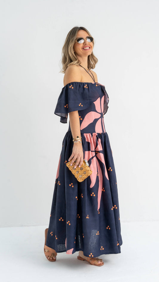 Midnight Palms Long Dress