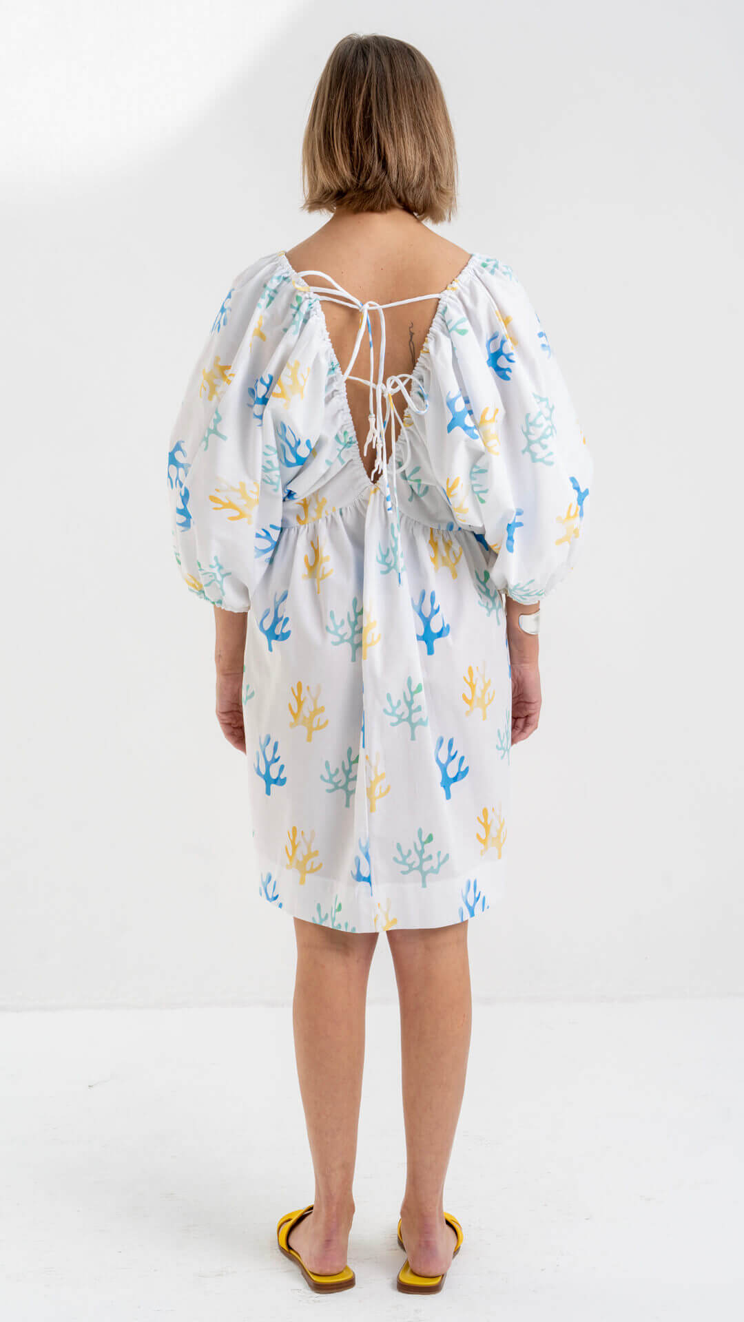 Coral Garden V Dress with Balloon Sleeves