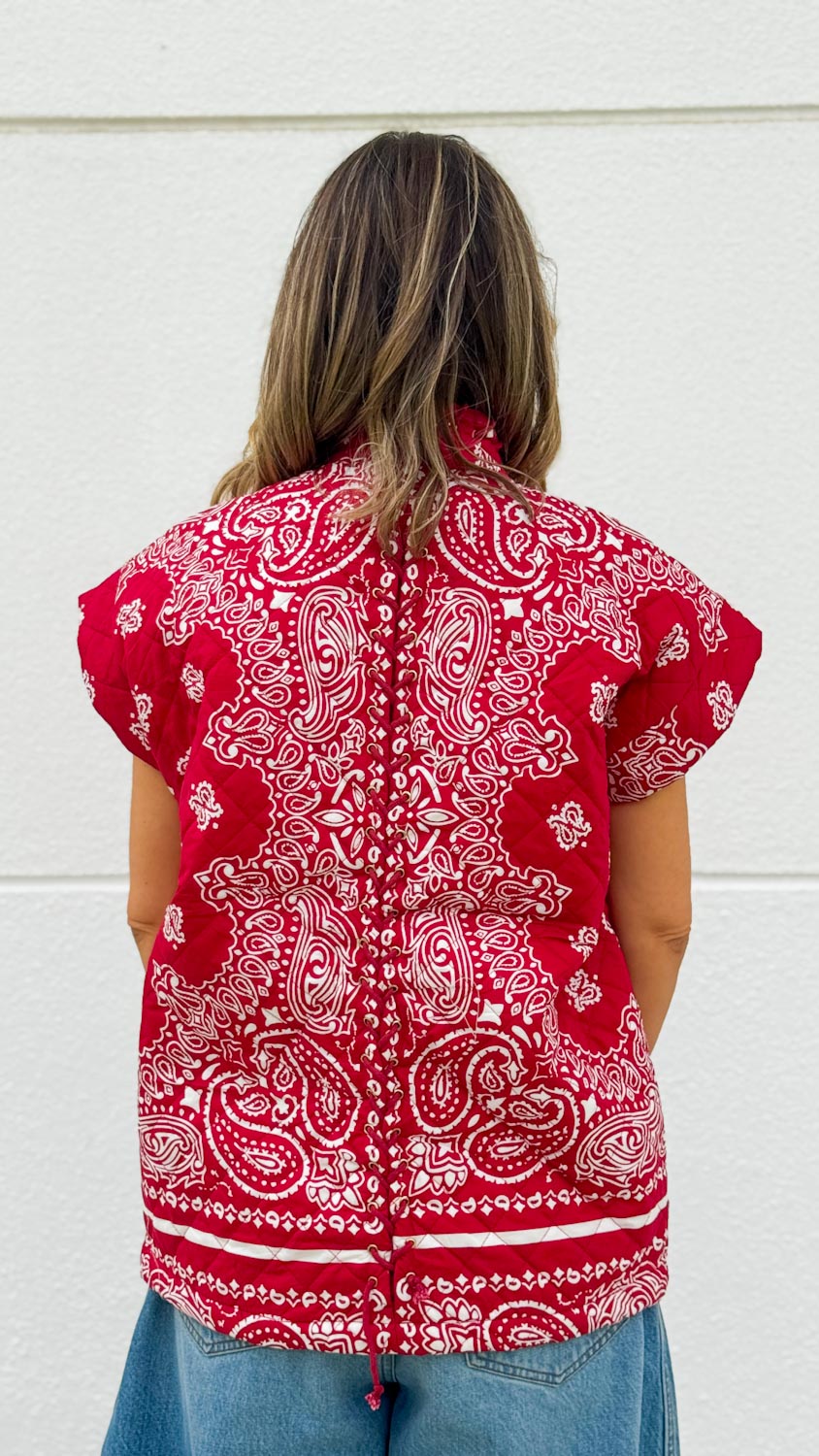 Red Bandana Paisley print Vest
