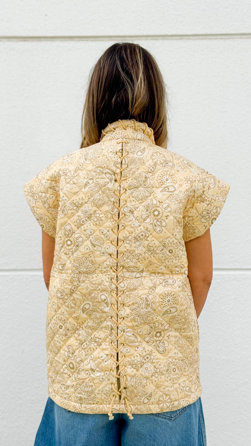 Butter yellow bandana paisley print