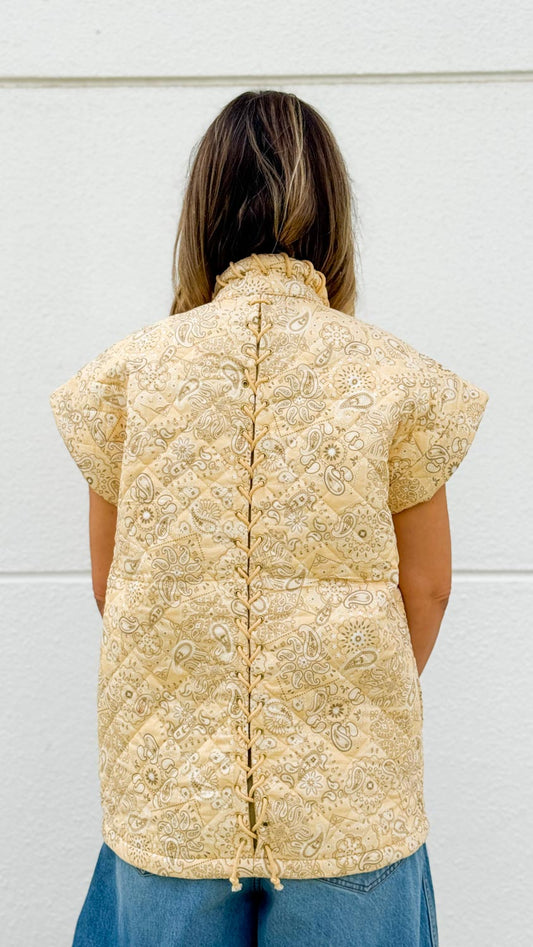 Butter yellow bandana paisley print