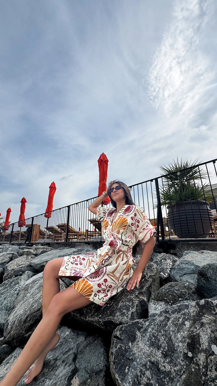 Terra Blooms Wrap Dress