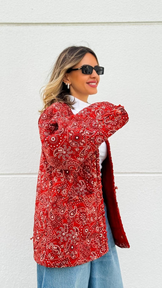 Brick Red Bandana Paisley Jacket