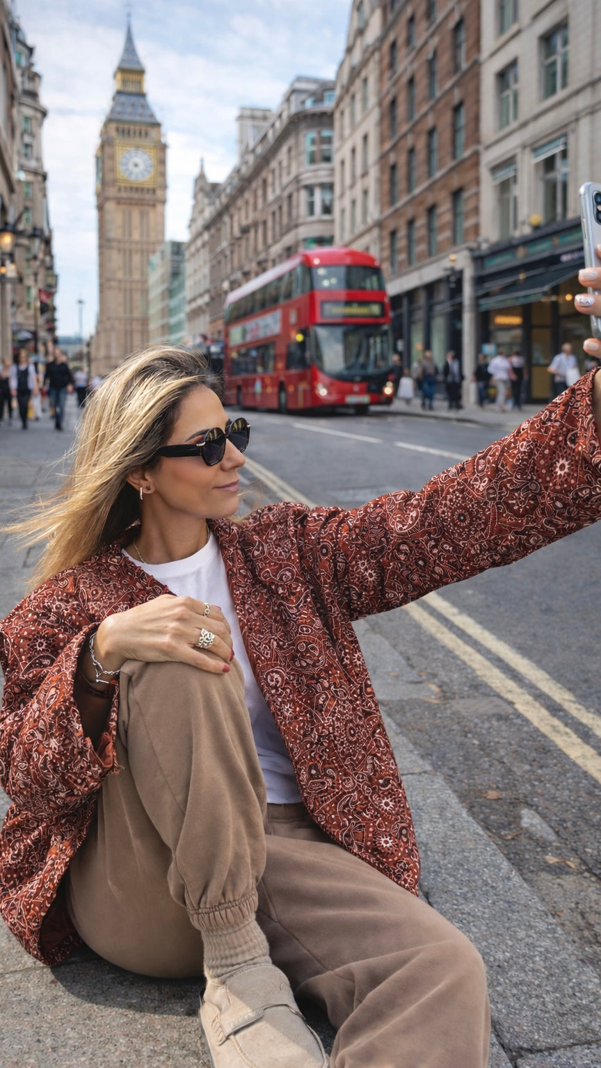 Brown Bandana Print Jacket