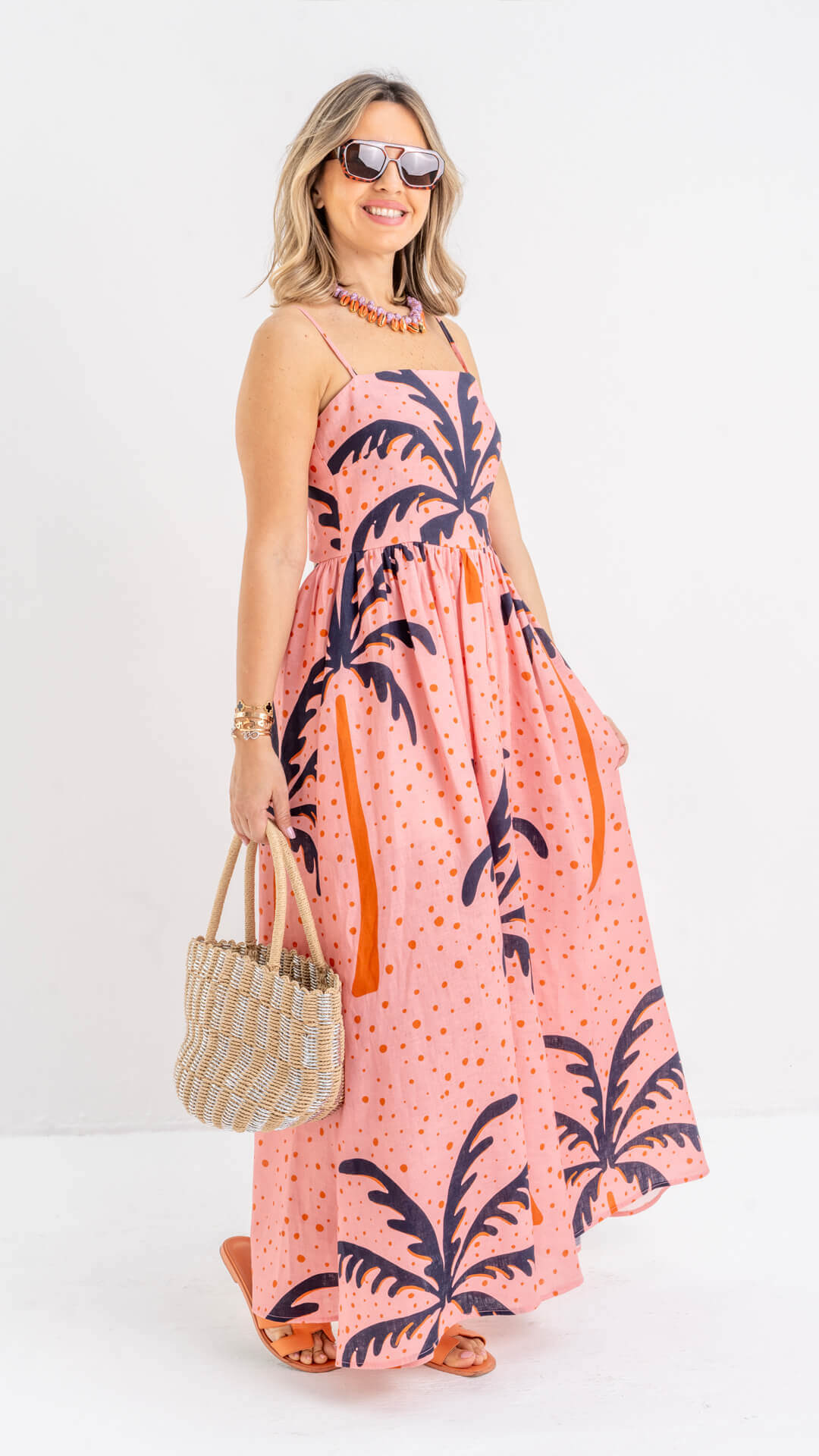 Pink Oasis Long Dress With Back Cut Out
