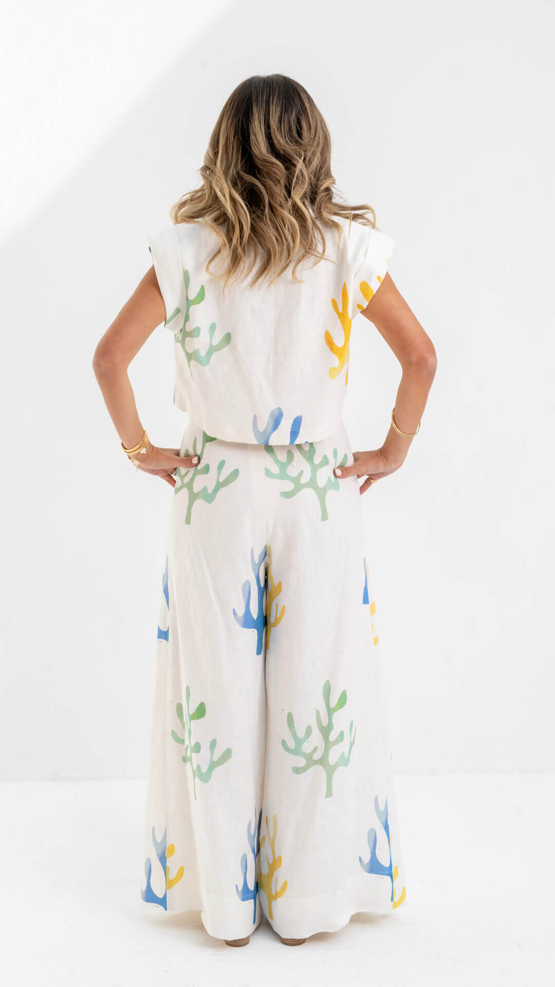 Coral Garden Pants and Padded Shoulder Vest Set