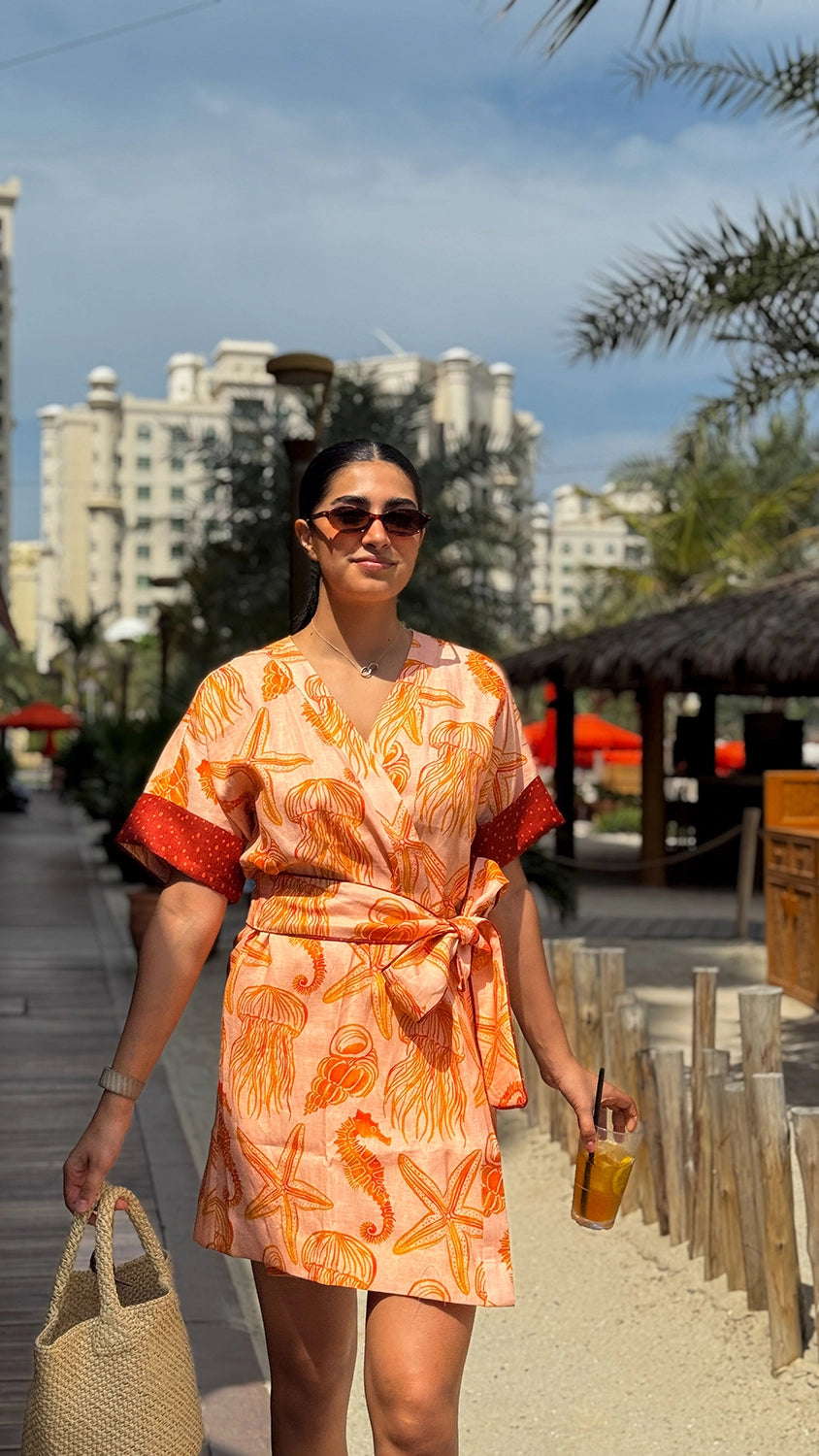 Coral Cove Wrap Dress