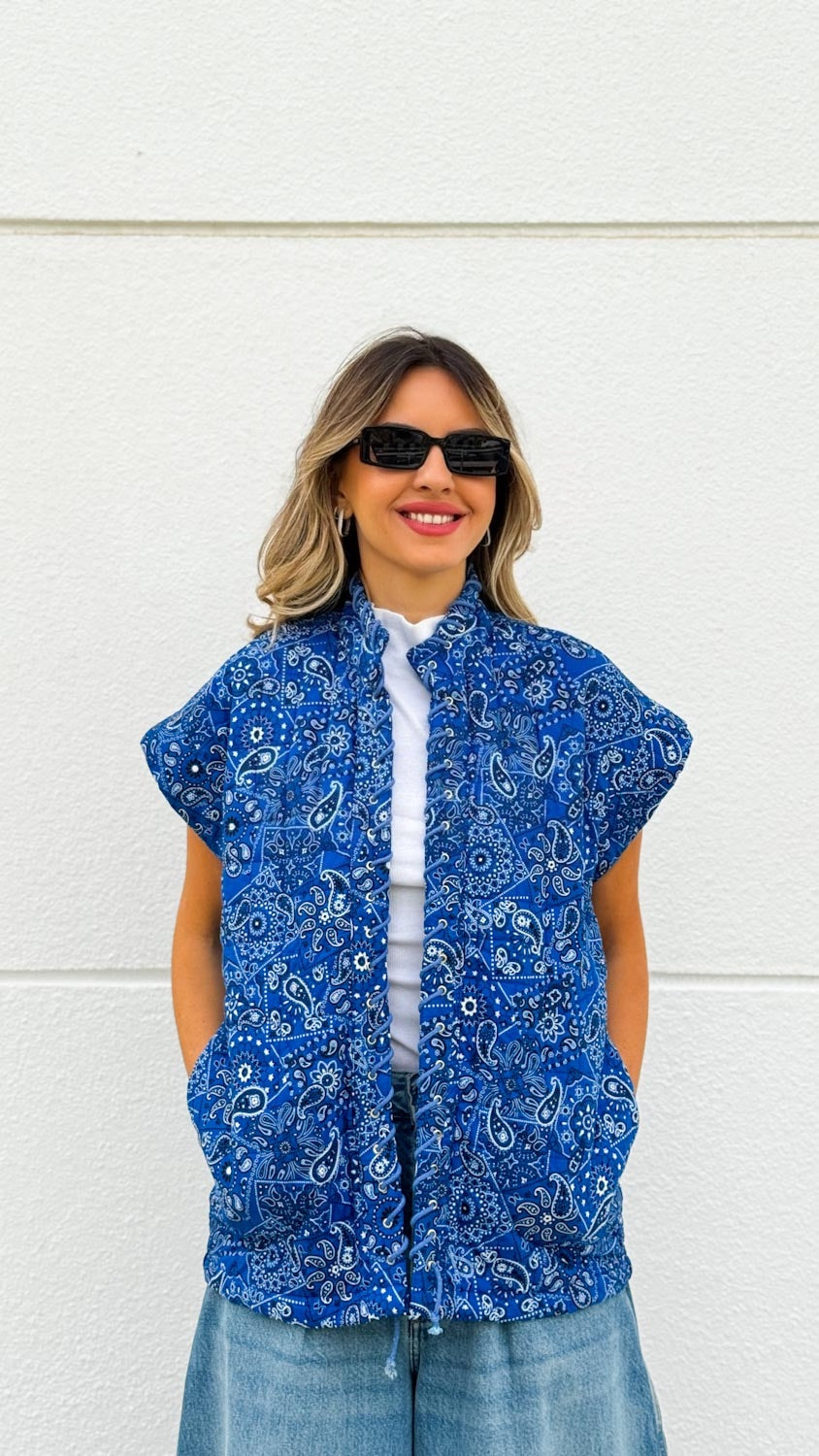 Blue Bandana Paisley Vest