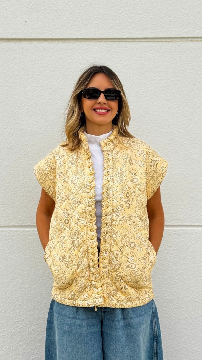 Butter yellow bandana paisley print