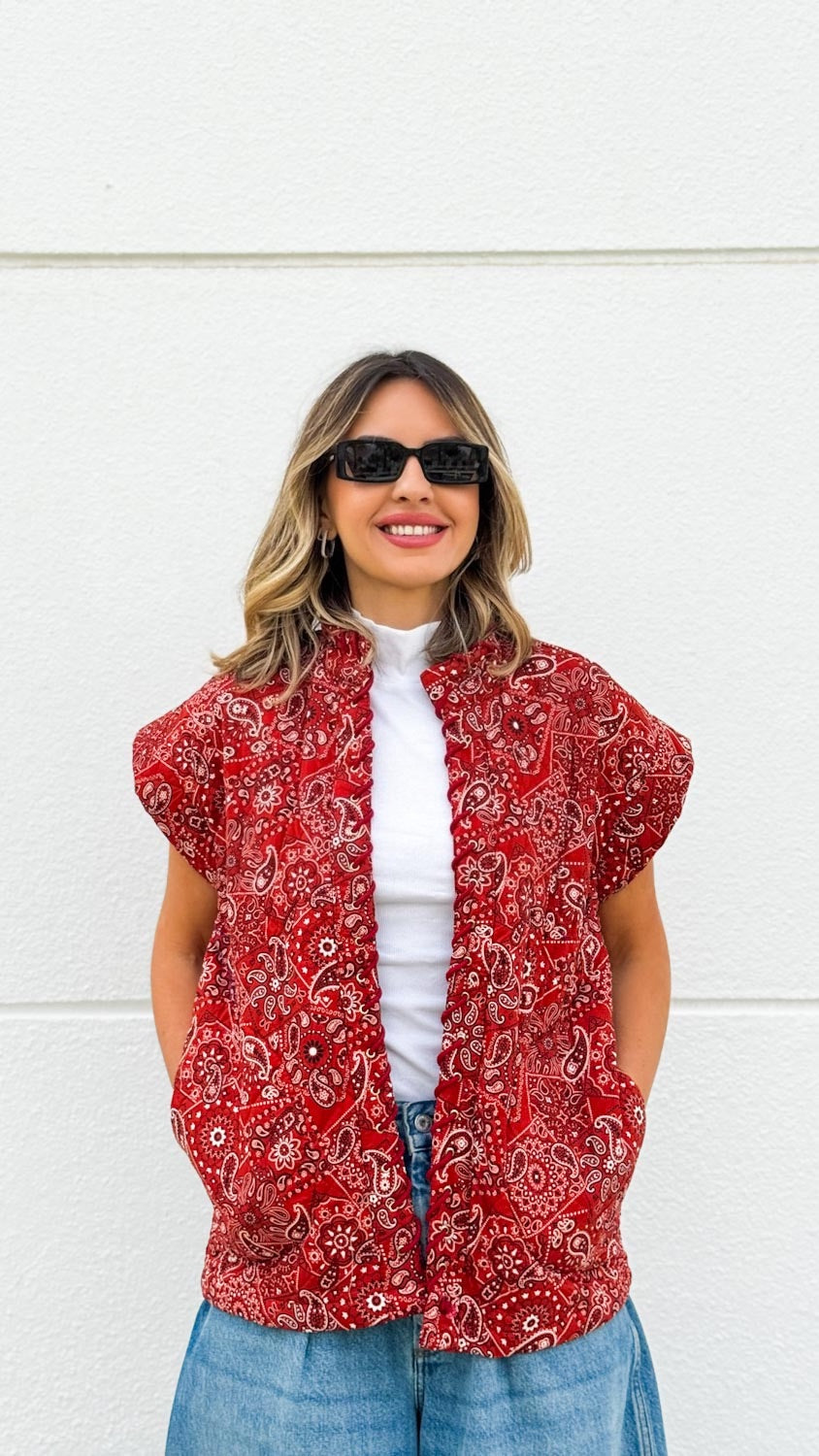 Brick Red Bandana Paisley print